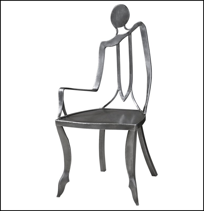 LENA ACCENT CHAIR: Lena Accent Chair - Material: METAL - Overall Depth: 21.75 Inches - Overall Width: 22.5 Inches - Overall Height: 44.5 Inches - Weight: 24 Lbs. - Description: This Top Grade, Polished Raw Steel Chair T