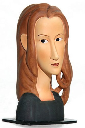 JEANNE HEBUTERNE FACE STATUE (1918) BY MODIGLIANI: Jeanne Hebuterne Face Statue (1918) By Modigliani - Size: 4.5"h X 2.5"w X 2"l. Item Type: Statue Material: Resin With Hand-painted Color Details Weight (lbs): 0.7 Lbs - - Amedeo Modigliani's 1884-1920