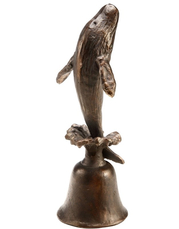 WHALE HAND-HELD BELL: Whale Hand-Held Bell - Weight: 1.50 Lbs - Size: 8"H 3.5"W 3"D - Material: CAST IRON