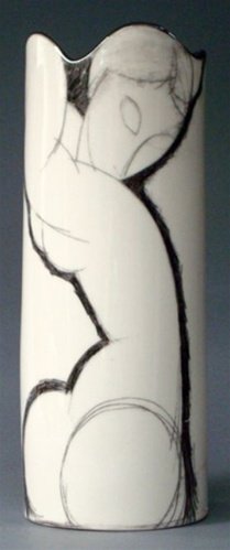 CARIATID MODERN ART VASE BY MODIGLIANI: Cariatid Modern Art Vase By Modigliani - Size: 7.5"h X 3" Diam Item Type: Ceramic Vase Material: Ceramic Weight (lbs): 0.8 - - Caryatid Art Vase By Modigliani Illustrates Monet's Famous Painting Of A 