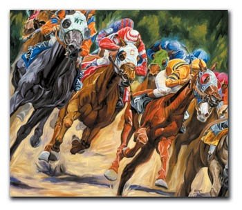 SHARON CRUTE__PAY DIRT: Pay Dirt - Pay Dirt, Giclee Canvas Pay Dirt Is A Canvas Giclee Portraying A Horse Race By Sharon Crute. ¥ This 11x14 Canvas Is Gallery Wrapped Ð Giclee On Canvas The Canvas Actually Wraps Around The