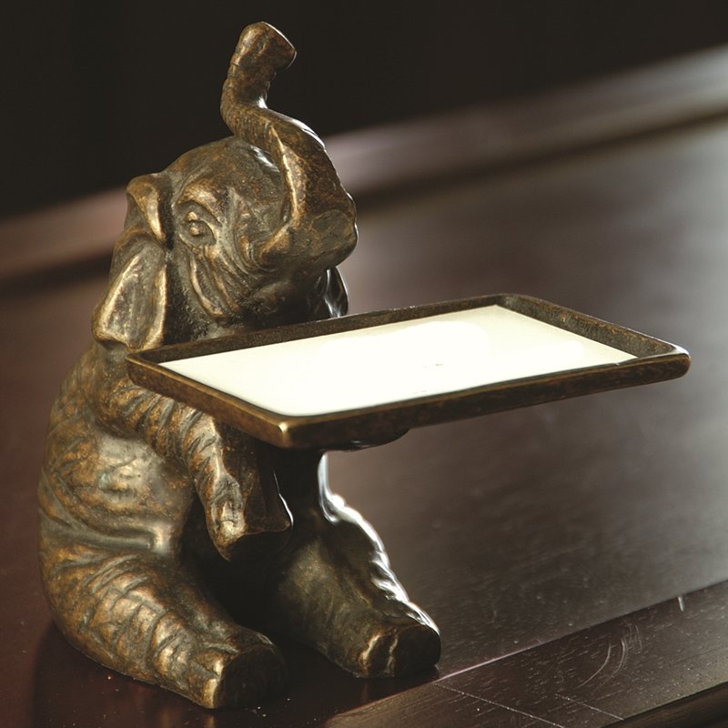 ELEPHANT CARD HOLDER: Elephant Card Holder - Weight: 2.00 Lbs - Size: 5.5"H 4"W 6"D - Material: Brass