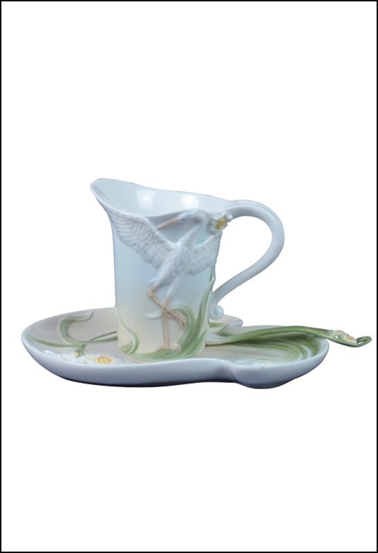 EGRET: Egret 3 Pcs Coffee Cup Set - Material - Fine Porcelain - Size - (l) 6 3/4