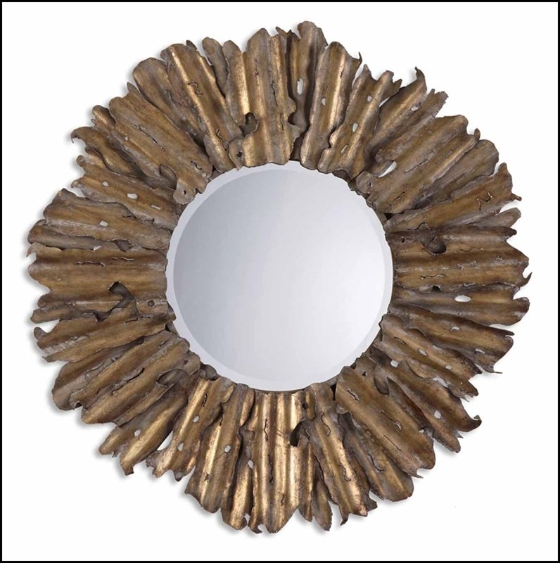 HEMANI ANTIQUE GOLD MIRROR: Hemani Antique Gold Mirror - Material: Metal - Overall Depth: 2.75 Inches - Overall Width: 42.75 Inches - Overall Height: 42.75 Inches - Mirror/Glass Depth: 0.187 Inches - Mirror/Glass Width: 19.5 Inc