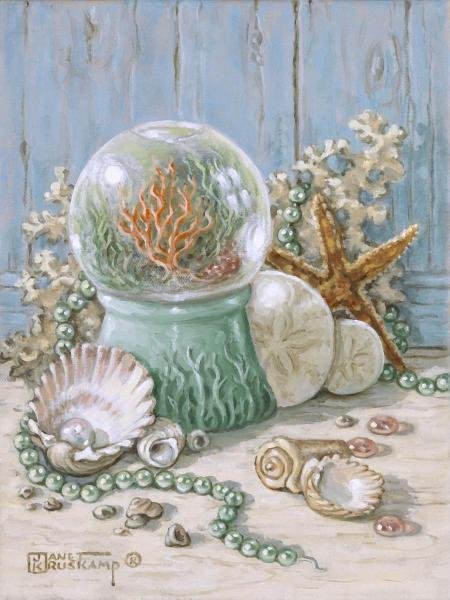 JANET KRUSKAMP - SEA SHELL COLLECTION IV: Janet Kruskamp - Sea Shell Collection Iv - 24 X 32 In. - This Giclée Print Is Gallery Stretched And Ready To Hang Or Lean Against A Wall, Or Display On An Easel. - A Giclée Print Is The Highest Qual