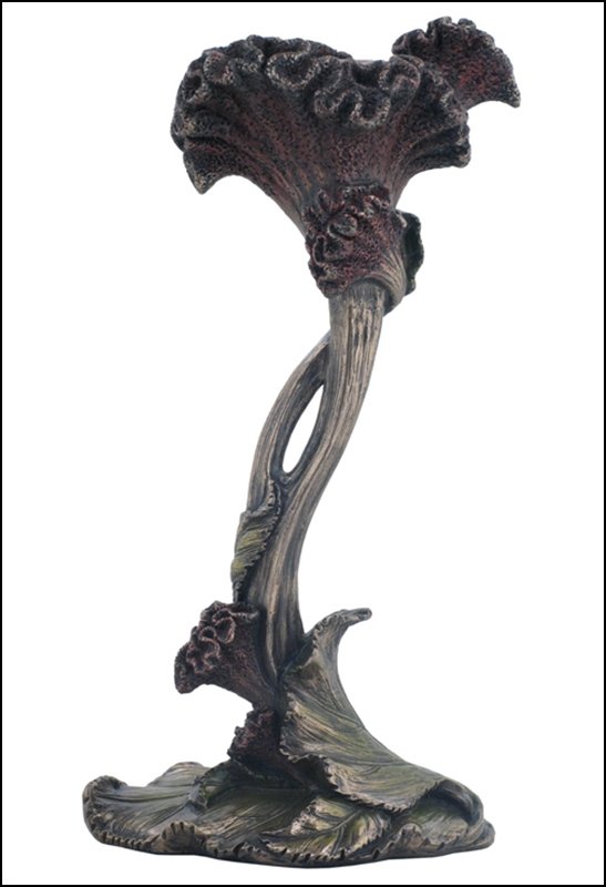 COCKSCOMB CANDLE HOLDER - BRONZE: Cockscomb Candle Holder - Material - Cold Cast Bronze - Size - 7 1/2