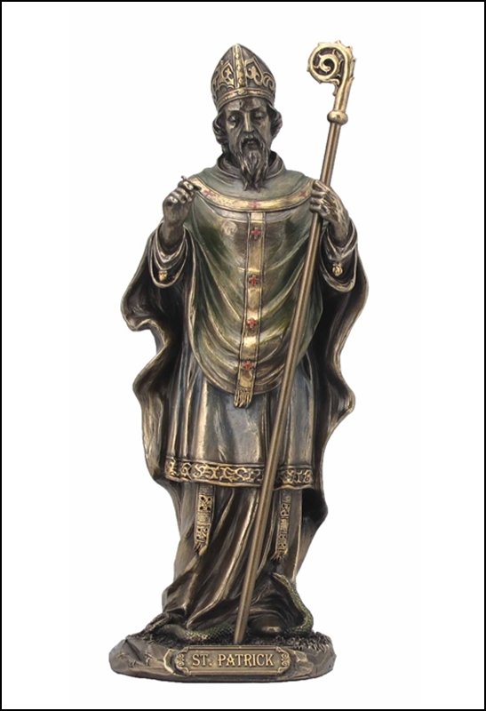 ST. PATRICK - BRONZE: St. Patrick - Material - Cold Cast Bronze - Size - 8 3/4