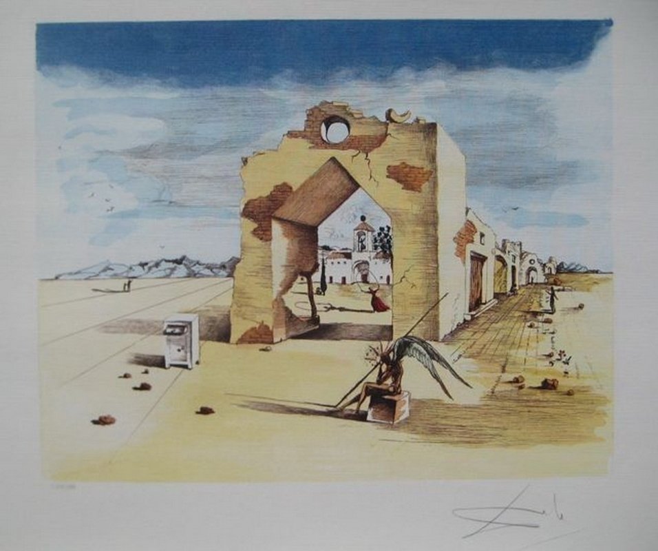 SALVADOR DALI PARANOIC VILLAGE LIMITED ED. LITHOGRAPH: This Is A Salvador Dali Lithograph Titled "paranoic Village". Made On Archival Quality Paper Numbered From An Edition Of 500. Measures 19½" X 15½" On 25" X 23" Paper. This Piece Is Facsimile Signed 