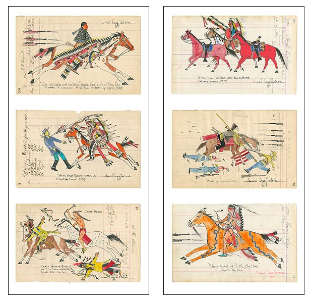 DAY OF YELLOW HAIR DIPTYCH - DANIEL LONG SOLDIER: Day Of Yellow Hair Diptych - Daniel Long Soldier - Hand Signed - Limited Edition Print - Image Size: 15"w X 29 Ea"h. Edition Size:75 - The Lakota Wicitowa(Lakota Paintings) by Daniel Long Soldier are 