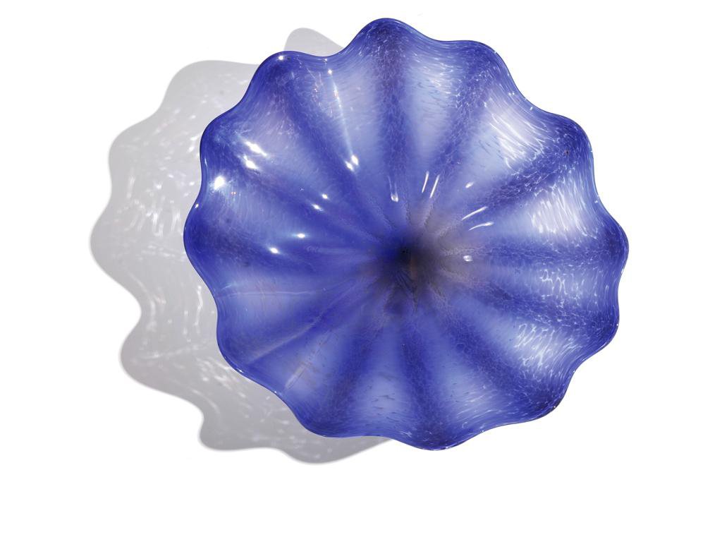 HAND BLOWN - MIDNIGHT BLUE LARGE WALL ART HARDWARE: Hand Blown Art Glass - Midnight Blue Large Wall Art Hardware Included - Dimensions: D=21" - This Is A Hand Blown One-of-a-kind Piece Of Art Glass. As Such, Color And Pattern Variations Should Be Expec