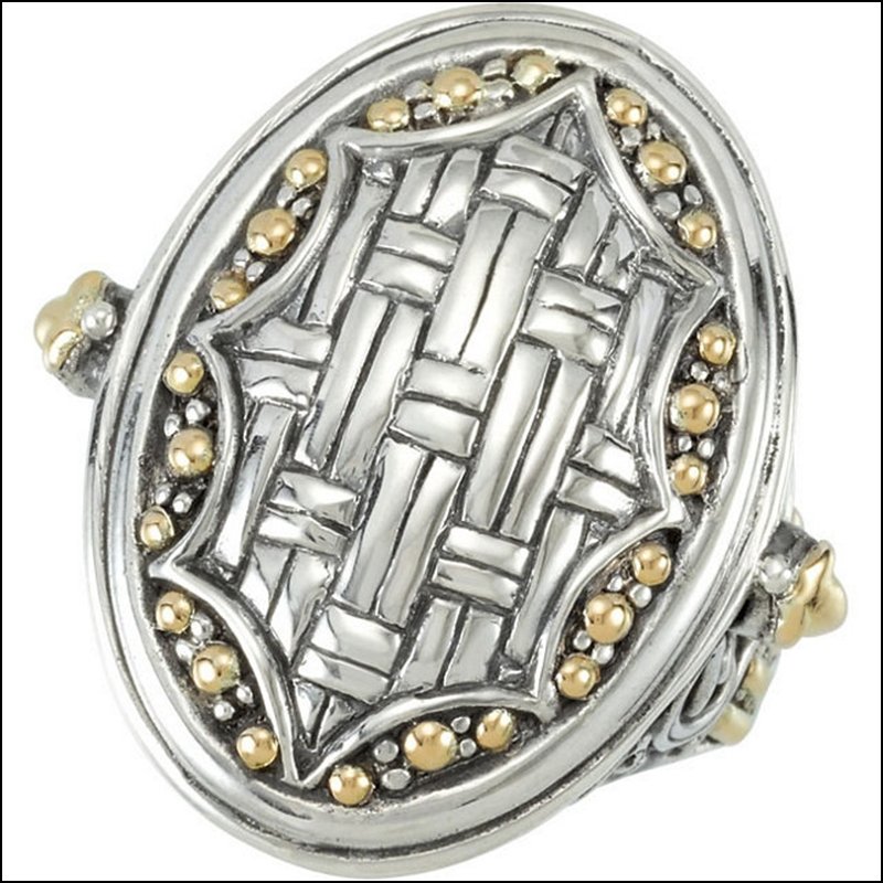 TWO-TONE DESIGN FASHION RING: TWO-TONE DESIGN FASHION RING - Ster_18Ky / Size 07.00 / P / Fashion Ring With 18Kt Accents - Weight: 6.04DWT - GramWeight: 9.39 - Ring Size: 7 - We Have Other Sizes