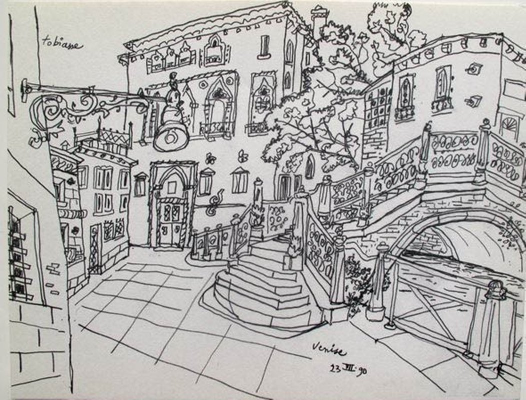 THEO TOBIASSE "VENISE VII 23" FROM VENISE SUITE 1990: This Is A Lithograph Titled "venise Vii #23" By Theo Tobiasse. This Piece Is Signed In The Plate. Measures 9.5" X 12". Published In 1990 From The Venise Vii Suite. Come Unframed. In Excellent Conditio