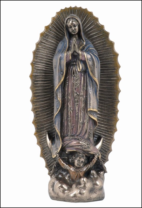 THE VIRGIN OF GUADALUPE - BRONZE: The Virgin Of Guadalupe - Material - Cold Cast Bronze - Size - 9 3/8