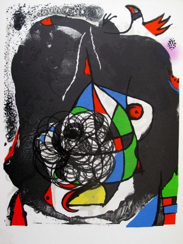 JOAN MIRO REVOLUTION 2 LITHOGRAPH: This Is A Joan Miro Lithograph Titled "revolution Ii". Printed By Mourlot, Paris. Image Measures 10.5" X 12.5". Bright And Fresh With Rich Colors; Never Mounted, Matted Or Framed. In Mint Condition, N