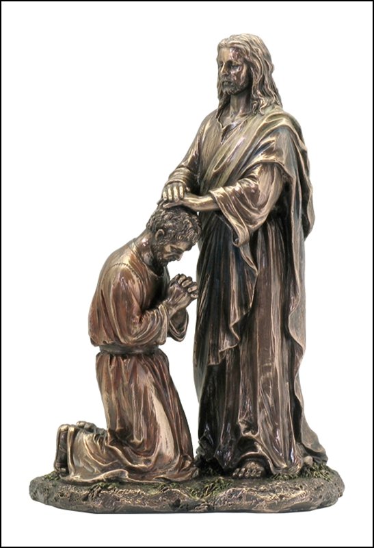 JESUS BLESSING THE DISCIPLE - BRONZE: Jesus Blessing The Disciple - Material - Poly Stone - Size - 7 7/8