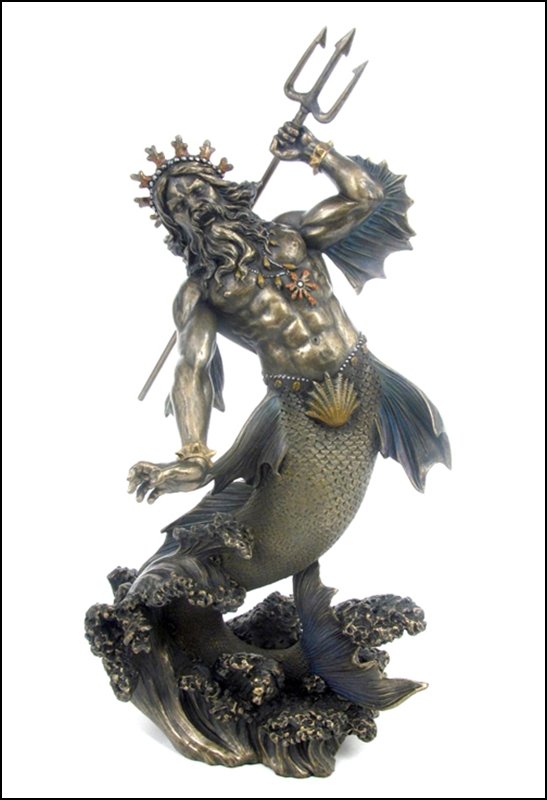 POSEIDON - BRONZE: Poseidon - God Of The Sea - Material - Cold Cast Bronze - Size - 11 1/4