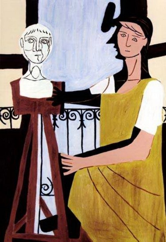 #44 WOMAN WITH SCULPTURE PICASSO ESTATE SIGNED GICLÉE: This Is A Pablo Picasso Giclée Lithograph Print Titled "woman With Sculpture." This Artwork Is Magnificent With Brilliant Rich Colors And Visual Sweep. This Is An Authentic Estate Approved Limited Ed