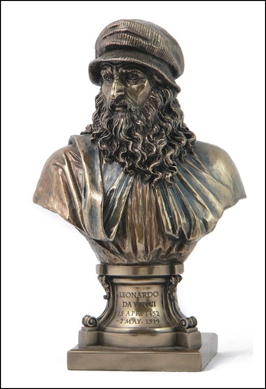 LEONARDO DA VINCI - BRONZE: Leonardo Da Vinci - Material - Cold Cast Bronze - Size - 9 1/8