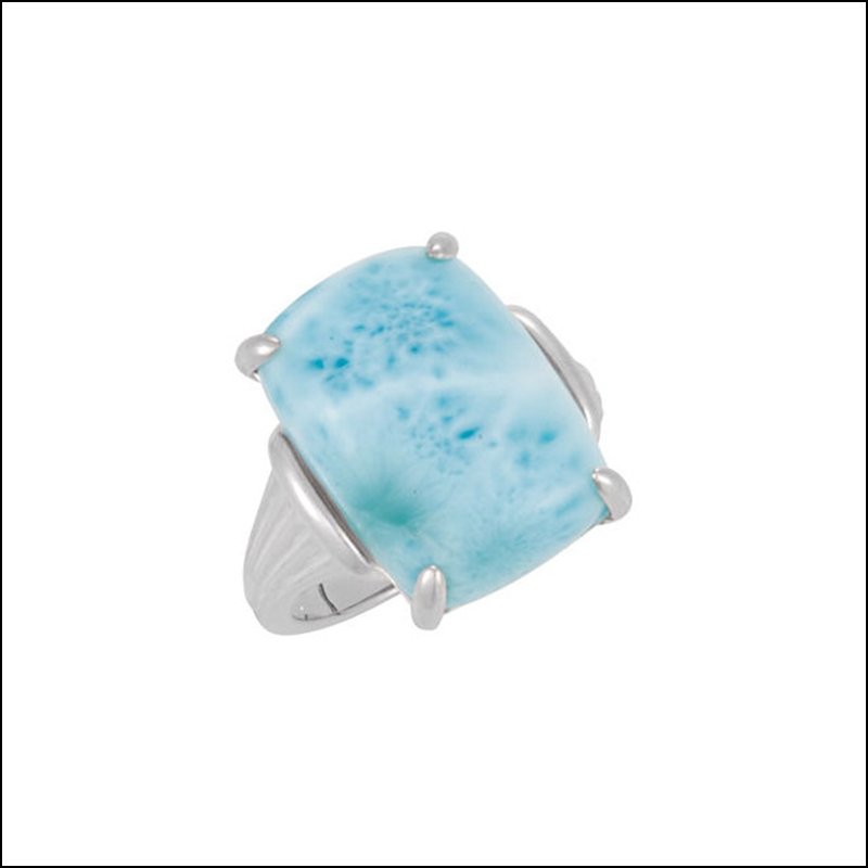 GENUINE LARIMAR RING: GENUINE LARIMAR RING - Sterling Silver / 18.00X13.00 Mm / Polished / Larimar Ting - Weight: 2.57DWT - GramWeight: 4 - Ring Size: 6 - We Have Other Sizes