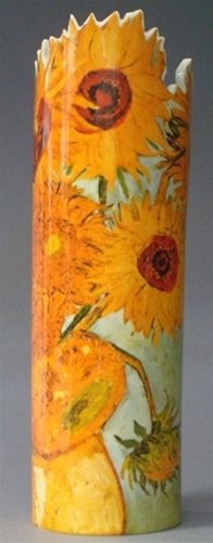 SUNFLOWERS VASE BY VAN GOGH: Sunflowers Vase By Van Gogh - Size: 8.5"h X 2.5"diam Item Type: Ceramic Vase Material: Ceramic Weight (lbs): 0.8 - - Sunflowers Art Ceramic Vase By Van Gogh Illustrates Van Gogh's Famous Painting Of O