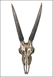 SABLE ANTELOPE SKULL WALL PLAQUE - BRONZE: Sable Antelope Skull Wall Plaque - Material - Cold Cast Bronze - Size - 22 3/4