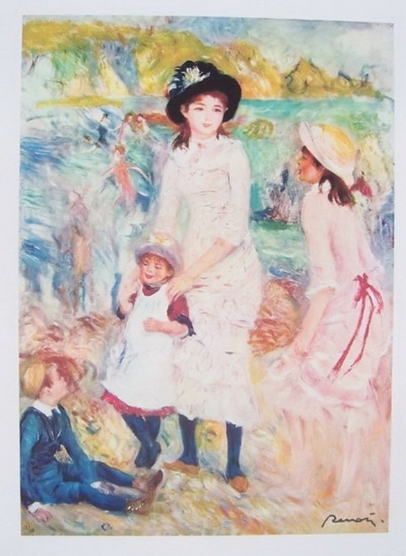 PIERRE AUGUSTE RENOIR CHILDREN AT THE SEASHORE LIMITED: This Is A Pierre Auguste Renoir Limited Edition Giclee Titled “children At The Seashore”. This Numbered From An Edition Size Of 99 Printed On Thick Arches Paper. Signed "renoir" In The Plate. Pape