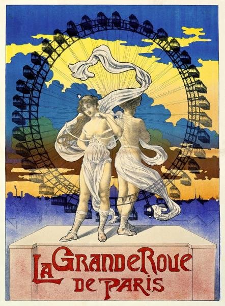 UNKNOWN - LA GRANDE ROUE DE PARIS: Unknown - La Grande Roue De Paris - 32 1/2 X 44 In. - This Giclée Print Is Gallery Stretched And Ready To Hang Or Lean Against A Wall, Or Display On An Easel. - A Giclée Print Is The Highest Quality