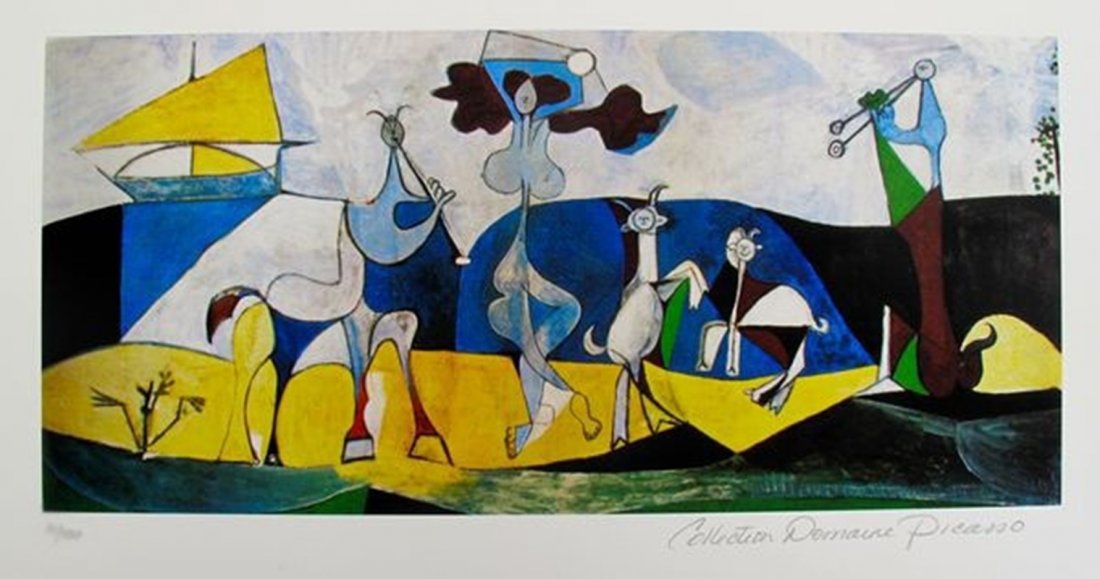 PABLO PICASSO JOY OF LIVING ESTATE SIGNED LIMITED ED.: This Is A Pablo Picasso Small Giclee Titled "the Joy Of Living". This Piece Is Pencil Signed On The Lower Right As 'collection Domaine Picasso' And Has An Embossed Seal Stamped By The Picasso Estate. 
