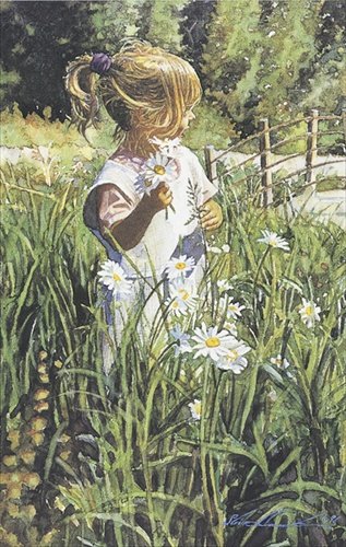 STEVE HANKS__PICKING DAISIES: Picking Daisies - Picking Daisiesv, Open Edition Print Picking Daisies 11x7 By Steve Hanks