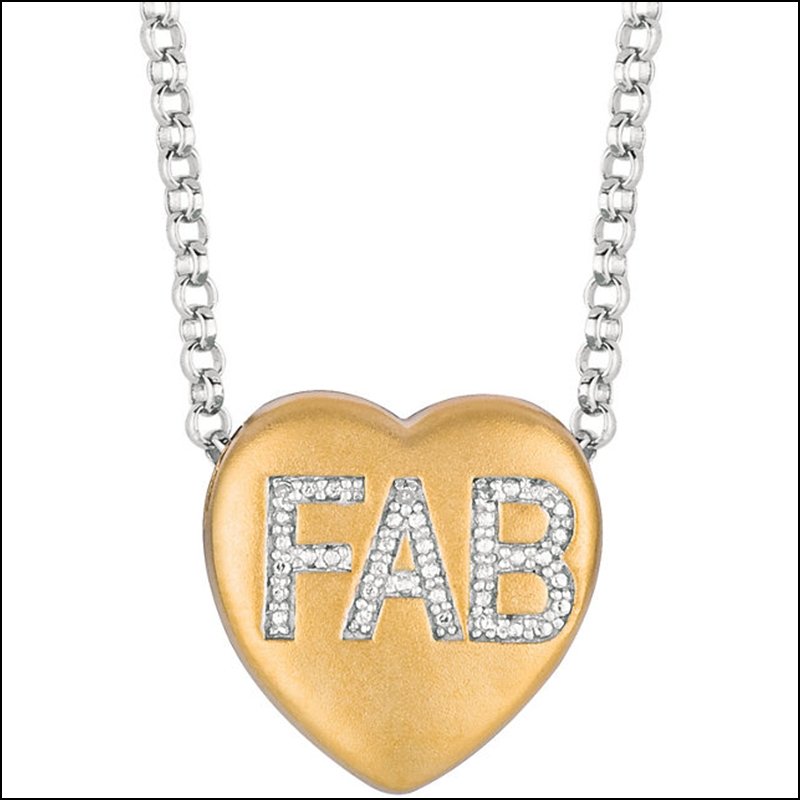 SWEETHEARTS HEART SHAPED NECKLACE: SWEETHEARTS HEART SHAPED NECKLACE - Yellow Gold Plated/Sterling Silver / Necklace / Complete With Stone / Fab / Round / 00.75 Mm / Diamond / Polished / 16" Sweethrts .007 Ctw Dia Nck - Weight: 3.85DWT