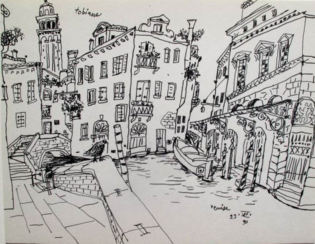 THEO TOBIASSE "VENISE VII 22" FROM VENISE SUITE 1989: This Is A Lithograph Titled "venise Vii #22" By Theo Tobiasse. This Piece Is Signed In The Plate. Measures 9.5" X 12". Published In 1989 From The Venise Vii Suite. Come Unframed. In Nice Condition, As