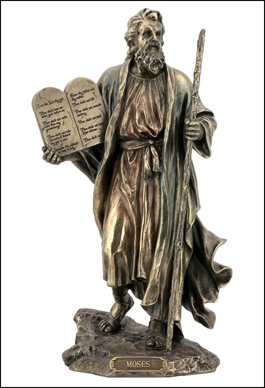 MOSES HOLDING THE 10 COMMANDMENTS - BRONZE: Moses Holding The 10 Commandments - Material - Cold Cast Bronze - Size - 9 3/4