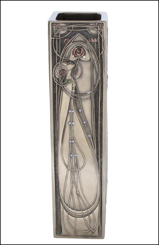 ROSE LADY SQUARE VASE - BRONZE: Rose Lady Square Vase - Material - Cold Cast Bronze - Size - 11 3/8