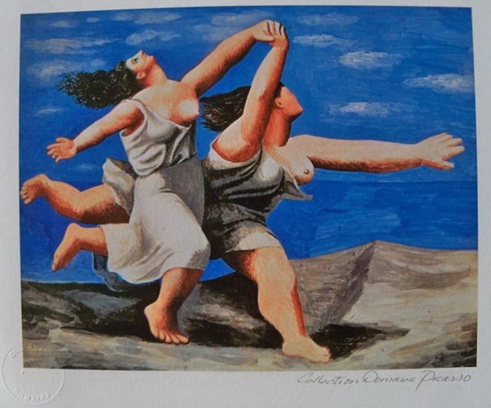PABLO PICASSO RUNNING ON THE BEACH ESTATE SIGNED: This Is A Pablo Picasso Small Giclee Titled "running On The Beach". This Piece Is Pencil Hand Signed On The Lower Right As 'collection Domaine Picasso' And Has An Embossed Seal Stamped By The Picasso 