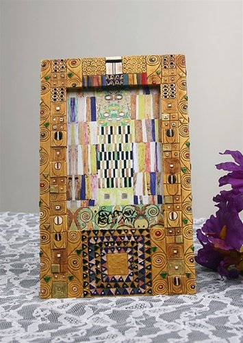 KLIMT PATTERN FROM STOCLET FRIEZE PHOTO FRAME: Klimt Pattern From Stoclet Frieze Photo Frame - Size: 9"h X 5.5"w X 0.25"d Item Type: Picture Frame Material: Resin With Hand-painted Color Details Weight (lbs): 1 Lbs - - Design For The Stoclet Freez