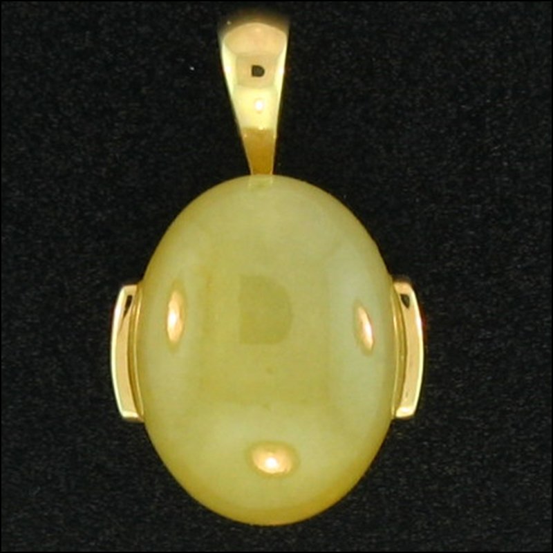 NATURAL YELLOW JADE PENDANT: This Is A-one-of-a-kind - Natural Yellow Jade Pendant - Metal: Yellow Gold Karat: 14k Stone Size: 13x17mm - This Is Guaranteed Grade A Jade (jadeite)