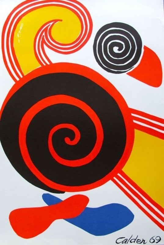 ALEXANDER CALDER SPIRALS 1969 PLATE SIGNED LITHOGRAPH: This Is A Lithograph Titled "spirals. 1969" By Alexander Calder. Signed In The Plate. Sheet Measures 35" X 23.5". Published In 1975 By Xxe In Paris, France As A Rare Plate Signed Un-numbered Edition O