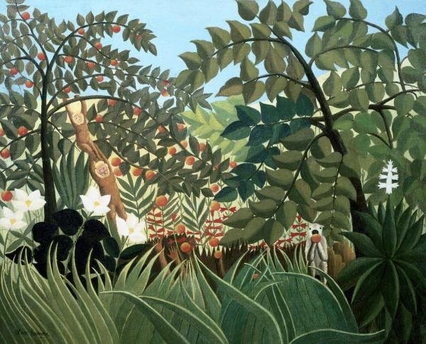HENRI ROUSSEAU - EXOTIC LANDSCAPE: Henri Rousseau - Exotic Landscape - 44 X 35 5/8 In. - This Giclée Print Is Gallery Stretched And Ready To Hang Or Lean Against A Wall, Or Display On An Easel. - A Giclée Print Is The Highest Quality