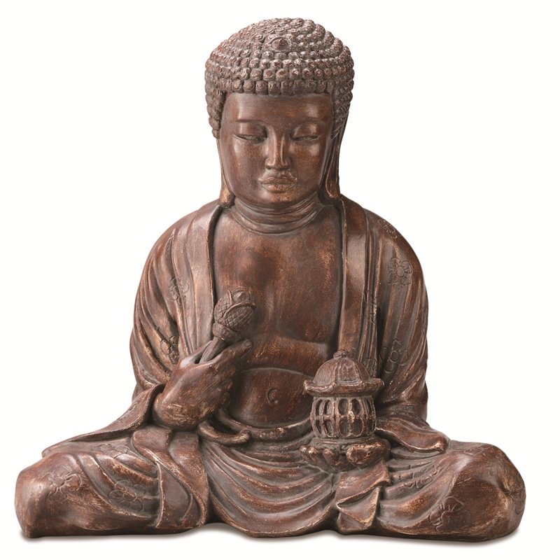 SMALL GARDEN BUDDHA: Small Garden Buddha - Weight: 8.25 Lbs - Size: 18"H 17"W 9.5"D - Material: RESIN
