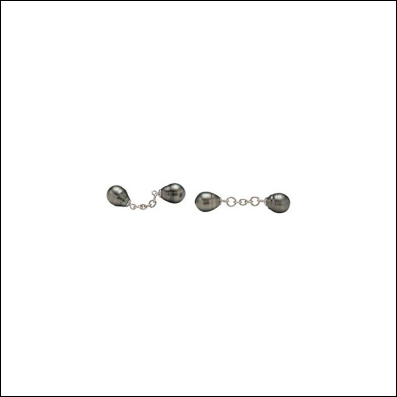 TAHITIAN CULTURED PEARL CUFF LINKS: TAHITIAN CULTURED PEARL CUFF LINKS - Ster / 09.00 Mm / P / Tahitian Cultured Pearl Cuff L - Weight: 0.96DWT - GramWeight: 1.49