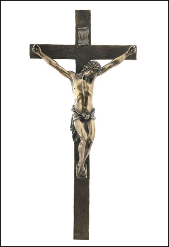 CRUCIFIX WALL PLAQUE - COLD CAST BRONZE: Crucifix Wall Plaque - Material - Cold Cast Bronze - Size - 13