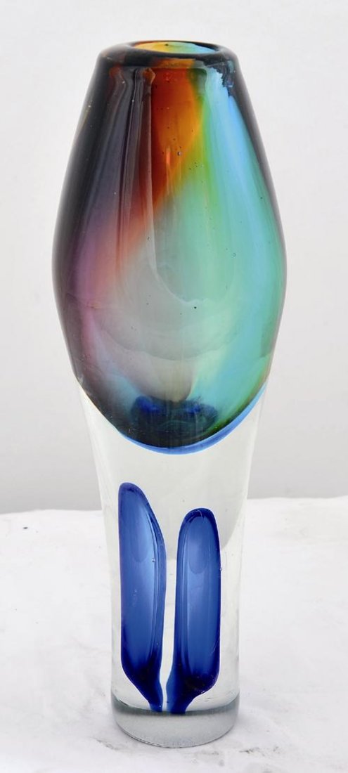 HAND BLOWN - VASE 16" COSMIC RAINBOW: Hand Blown Art Glass - Vase 16" Cosmic Rainbow - - This Is A Hand Blown One-of-a-kind Piece Of Art Glass. As Such, Color And Pattern Variations Should Be Expected.