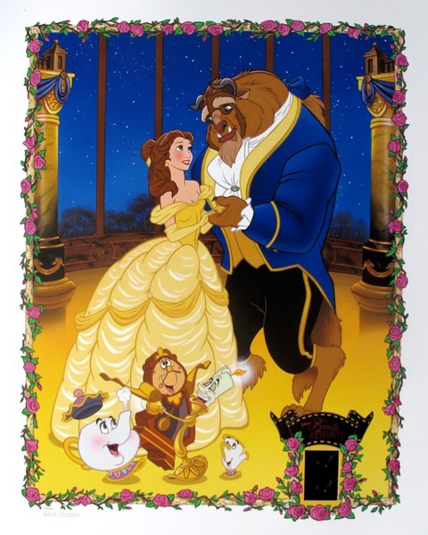 DISNEY BEAUTY AND THE BEAST LIMITED ED. LITHOGRAPH WITH: This Is A Limited Edition Lithograph With Original 35mm Film Cels Produced By Disney Titled "beauty And The Beast". The Film Cells Have Been Hand Cut From The Master Print Taken From The Original Inte