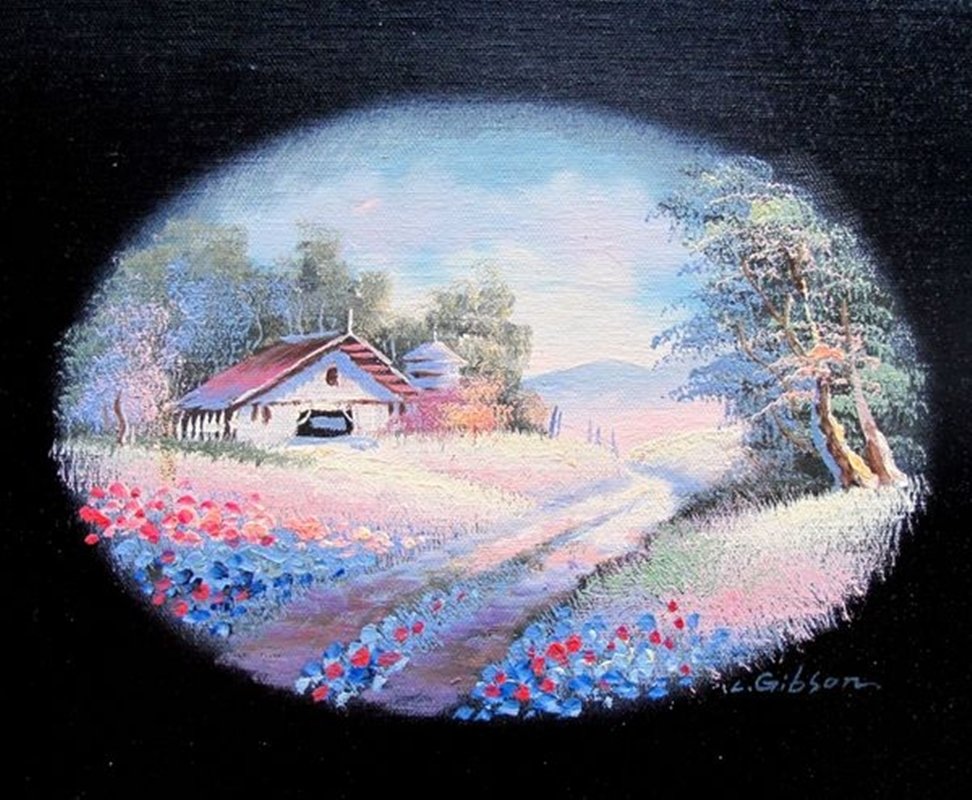 COUNTRY HOME SIGNED ORIGINAL OIL PAINTING ON CANVAS: You Will Be Bidding On A Hand Signed Original Painting By Lucy Gibson Titled "country Home". Beautiful Original Oil Painting On Canvas. Rich Vibrant Colors! Canvas Image Measures: 8.5" X 10". Comes Un