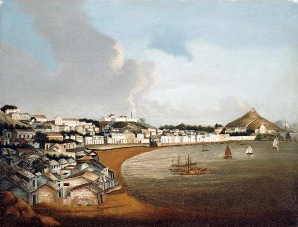 CHINESE SCHOOL - VIEW OF THE PRAYA GRANDE, MACAO: Chinese School - View Of The Praya Grande, Macao - 30 X 22 7/8 In. - This Giclée Print Is Gallery Stretched And Ready To Hang Or Lean Against A Wall, Or Display On An Easel. - A Giclée Print Is The 