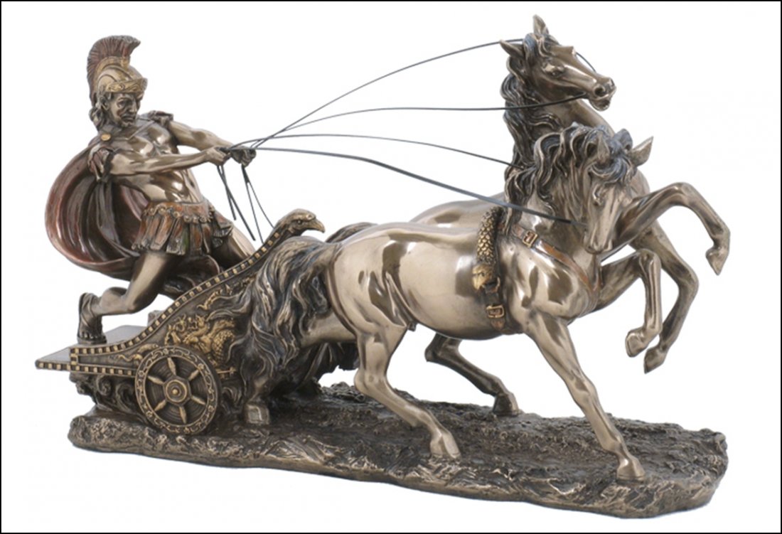 ROMAN CHARIOT - COLD CAST BRONZE: Roman Chariot - Material - Cold Cast Bronze - Size - 11
