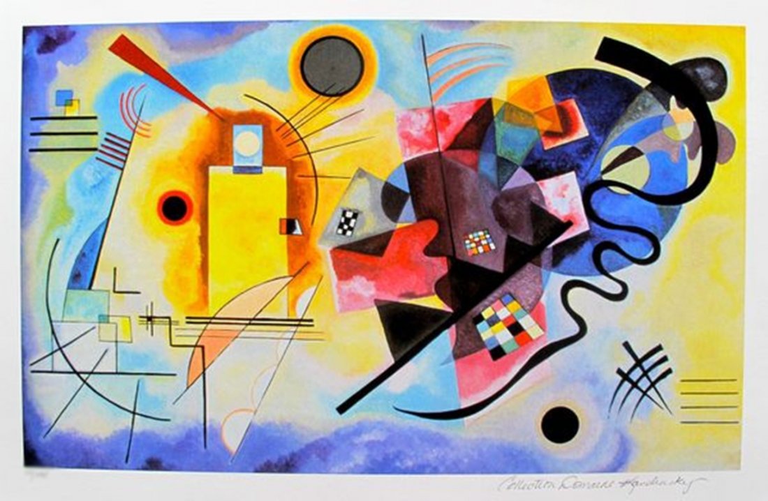 WASSILY KANDINSKY YELLOW, RED AND BLUE ESTATE SIGNED: This Is A Wassily Kandinsky Giclee Titled "yellow, Red And Blue". This Piece Is Pencil Signed On The Lower Right As 'collection Domaine Kandinsky' And Has An Embossed Seal Stamped By The Estate Domain