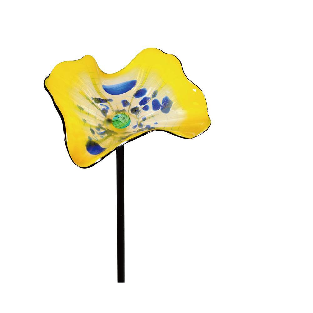 HAND BLOWN - GARDEN FLOWER SINGLE - YELLOW BLUE: Hand Blown Art Glass - Garden Flower Single - Yellow Blue - - This Is A Hand Blown One-of-a-kind Piece Of Art Glass. As Such, Color And Pattern Variations Should Be Expected.