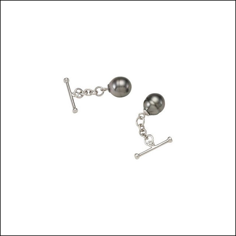 TAHITIAN CULTURED PEARL CUFF LINKS: TAHITIAN CULTURED PEARL CUFF LINKS - Ster / 09.00 Mm / P / Tahitian Cultured Pearl Cuff L - Weight: 1.48DWT - GramWeight: 2.3