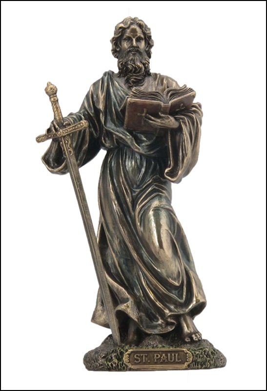 ST. PAUL THE APOSTLE OF THE GENTILES - COLD CAST BRONZE: St. Paul The Apostle Of The Gentiles - Material - Cold Cast Bronze - Size - 7 7/8